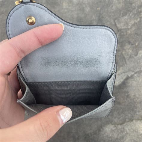 dior saddle card holder grey